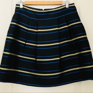 Black/blue/gold striped skater skirt (size 8)
